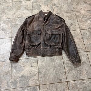 Vintage Chia Distressed Leather Jacket M